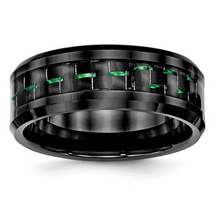 Chisel Ceramic Black with Green Carbon Fiber Inlay Beveled Edge Ring - CE-D9C252AD-3299