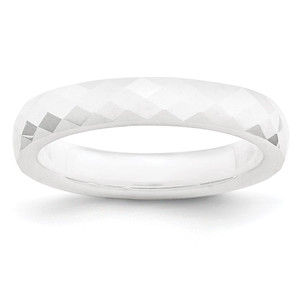 Chisel Ceramic White 4mm Faceted Polished Band - CE-EB152168-2291