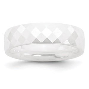 Chisel Ceramic White 6mm Faceted Polished Band - CE-4E903A30-3295