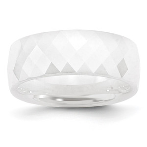 Chisel Ceramic White Faceted 8mm Polished Band - CE-9F784FA1-4257