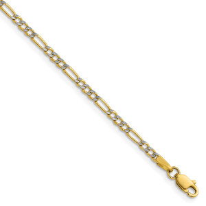 14k 2.3mm Semi-solid with Rhodium Pav‚ Figaro Chain - PW-7C4D0895-3073