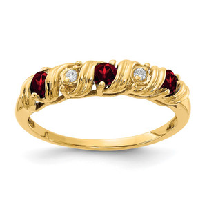 14k 2.75mm Garnet AA Diamond ring