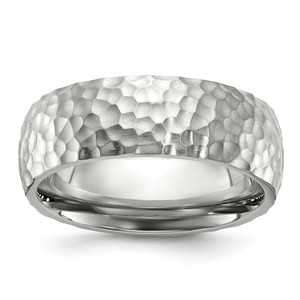 Chisel Stainless Steel Brushed and Polished Hammered 7.5mm Band - SR-9539742D-2876