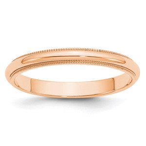 10k Rose Gold 3mm Milgrain Half Round Wedding Band Size 6.5