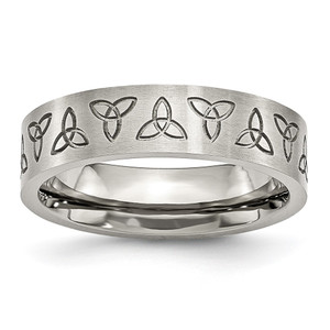Chisel Stainless Steel Brushed with Engraved Trinity Symbol 6mm Band - SR-ACEB1A06-1963