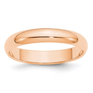 10k Rose Gold 4mm Half Round Wedding Band Size 6