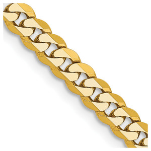 14K 20 inch 3.9mm Flat Beveled Curb with Lobster Clasp Chain