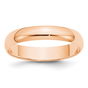 10k Rose Gold 4mm Lightweight Half Round Wedding Band Size 10.5