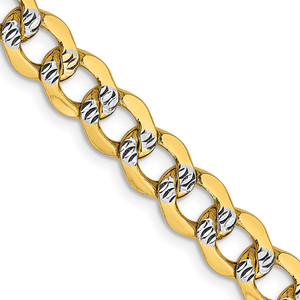 14K 20 inch 6.75mm Semi-Solid with Rhodium Pav‚ Curb with Lobster Clasp Chain