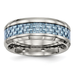Chisel Stainless Steel Polished with Light Blue Carbon Fiber Inlay 8mm Band - SR-A9CAFE78-3516