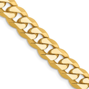 14K 20 inch 8.5mm Flat Beveled Curb with Lobster Clasp Chain
