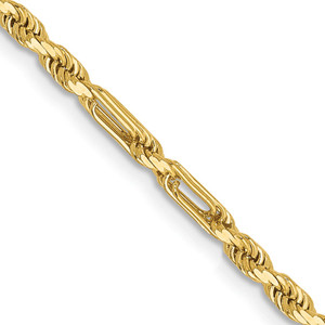 14K 22 inch  2.5mm Diamond-cut Milano Rope with Lobster Clasp Chain