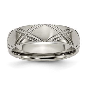 Chisel Titanium Brushed and Polished 6mm Criss-cross Design Band - TB-5DD846B1-6536