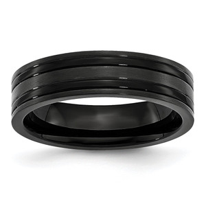 Chisel Titanium Brushed and Polished Black IP-plated 6mm Grooved Band - TB-B18422E2-7922
