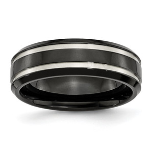 Chisel Titanium Brushed and Polished Black IP-plated 7mm Grooved Band - TB-32EAB8D3-2680