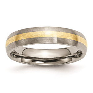 Chisel Titanium Brushed with 14k Gold Inlay 5mm Band - TB-A139F205-8244