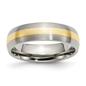 Chisel Titanium Brushed with 14k Gold Inlay 6mm Band - TB-932787F4-2868