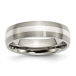 Chisel Titanium Brushed with Sterling Silver Inlay 6mm Band - TB-499391E5-6089