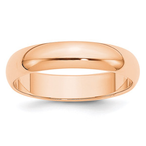 10k Rose Gold 5mm Half Round Wedding Band Size 6.5