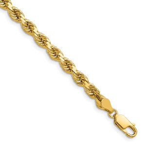14K 22 inch 4.5mm Diamond-cut Rope with Lobster Clasp Chain