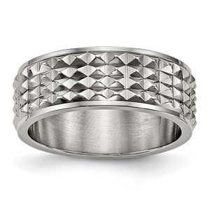 Chisel Titanium Polished 8mm Studded Band - TB-B1BBDB83-1209