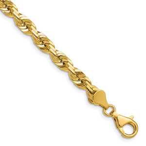 14K 22 inch 5.5mm Diamond-cut Rope with Fancy Lobster Clasp Chain