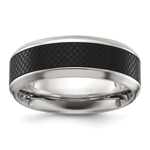 Chisel Titanium Polished Black IP-plated Textured Center 8mm Band - TB-7D22DB90-2892