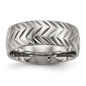 Chisel Titanium Polished Diamond Cut 8mm Band - TB-005DA614-5174