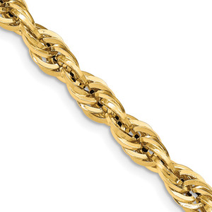 14K 22 inch 7mm Semi Solid Rope with Lobster Clasp Chain