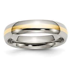 Chisel Titanium Polished with 14k Gold Inlay 5mm Band - TB-CB142EF6-5138