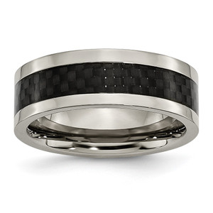 Chisel Titanium Polished with Black Carbon Fiber Inlay 8mm Band - TB-4FEB8BC9-6281