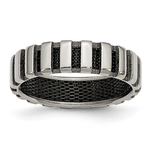Chisel Titanium Polished with Black IP-plated Wire 6mm Band - TB-320BF167-5014