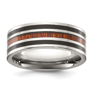 Chisel Titanium Polished with Black Resin and Wood Inlay 8mm Band - TB-FCA16986-7242