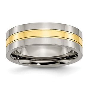 Chisel Titanium Polished Yellow IP-plated 7mm Grooved Band - TB-36CFA0B3-2853