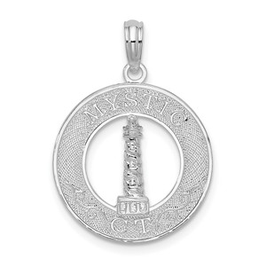 De-Ani Sterling Silver Rhodium-Plated Mystic Connecticut Circle with Lighthouse Pendant