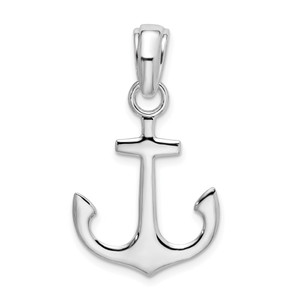 De-Ani Sterling Silver Rhodium-Plated Polished 3D Anchor Pendant - QC-23A91F54-8930