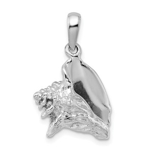 De-Ani Sterling Silver Rhodium-Plated Polished 3D Conch Shell Pendant - QC-816A6242-4075