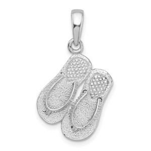 De-Ani Sterling Silver Rhodium-Plated Polished 3D Flip-flops Pendant - QC-D00FEE05-4187