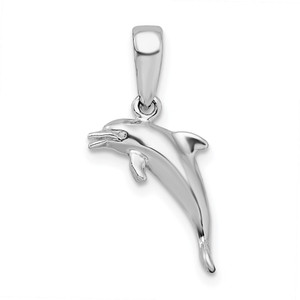 De-Ani Sterling Silver Rhodium-Plated Polished 3D Jumping Dolphin Pendant - QC-8FF86E19-7150
