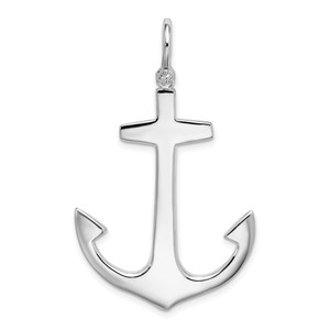 De-Ani Sterling Silver Rhodium-Plated Polished 3D Large Anchor Pendant - QC-6D588B07-8046