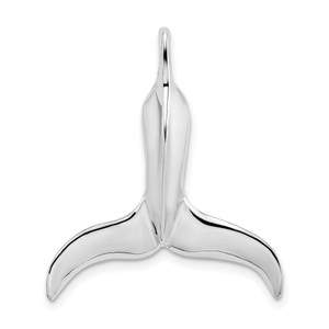 De-Ani Sterling Silver Rhodium-Plated Polished 3D Whale Tail Pendant