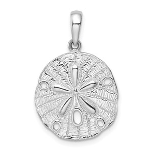 De-Ani Sterling Silver Rhodium-Plated Polished and Textured Sand Dollar Pendant - QC-72DBA134-3736