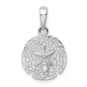 De-Ani Sterling Silver Rhodium-Plated Polished and Textured Sand Dollar Pendant - QC-E785E228-1768