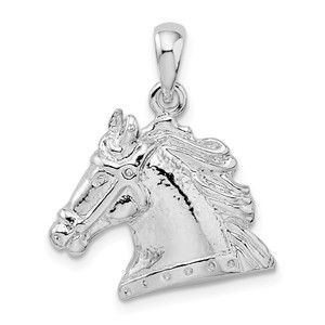 De-Ani Sterling Silver Rhodium-Plated Polished Horse Head Pendant - QC-26E416F8-7215