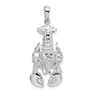 De-Ani Sterling Silver Rhodium-Plated Polished Moveable Lobster Pendant - QC-3145D50F-4973