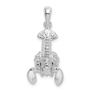 De-Ani Sterling Silver Rhodium-Plated Polished Moveable Lobster Pendant - QC-F52DCF98-8846