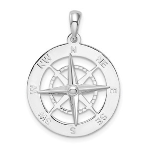 De-Ani Sterling Silver Rhodium-Plated Polished Nautical Compass Pendant - QC-C78A6F4F-2500