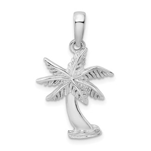De-Ani Sterling Silver Rhodium-Plated Polished Palm Tree Pendant - QC-079D7CCE-7272