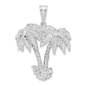 De-Ani Sterling Silver Rhodium-Plated Polished Palm Trees Pendant - QC-2E0FA65C-2593