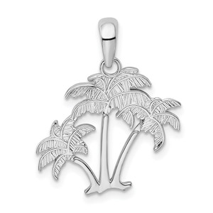 De-Ani Sterling Silver Rhodium-Plated Polished Palm Trees Pendant - QC-BE5C543F-8528